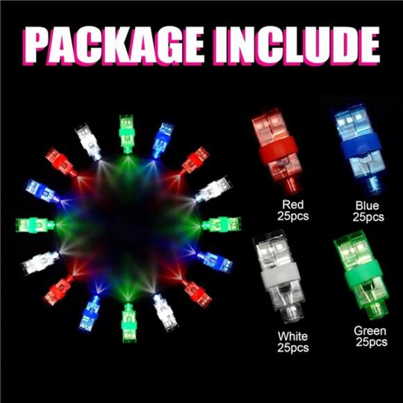 100 Pack LED Finger Lights, Flashing Light Up Rings Bulk Party Favors - Picture 6 of 8